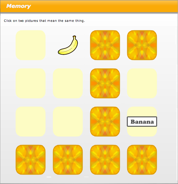 screenshot of the memory game